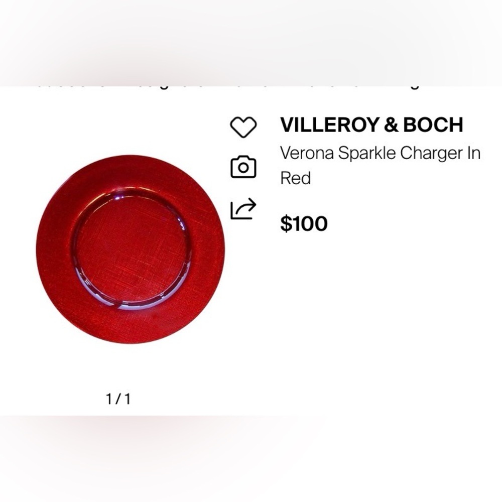 Set of 4 Villeroy & Boch Sparkle Vibrant Ruby Red 13.5” Glass Charger Plates - Picture 6 of 10